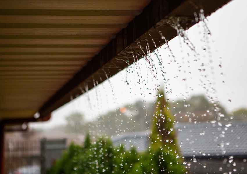 Rain coming through gutters