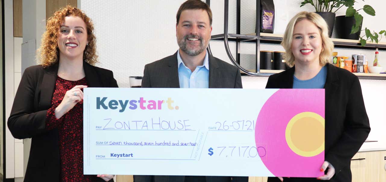 Keystart CEO presenting donation to Zonta House