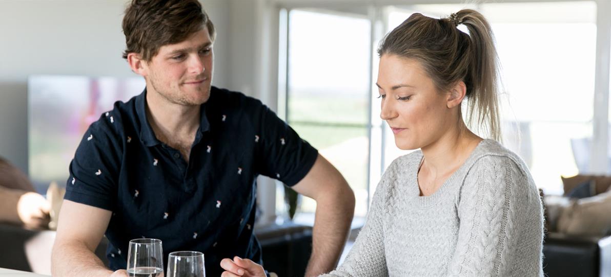 Man and woman talking