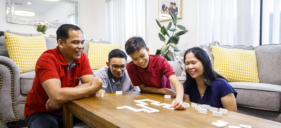 family playing game