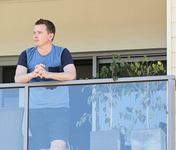 Man on balcony